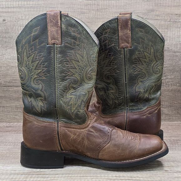 Double H Men\'s 9 EE Brown Green Leather Square Soft Toe Western Boots (DH3571) main image 9